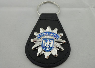 3D BUNDESPOLIZEI の革 Keychain、亜鉛合金のエナメルの紋章とのカスタマイズされた Keychains