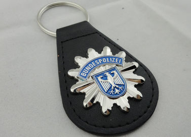 3D BUNDESPOLIZEI の革 Keychain、亜鉛合金のエナメルの紋章とのカスタマイズされた Keychains