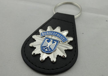 3D BUNDESPOLIZEI の革 Keychain、亜鉛合金のエナメルの紋章とのカスタマイズされた Keychains