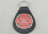 合金によって個人化される革 Keychains/消防士の革キー ホルダーを亜鉛でメッキして下さい