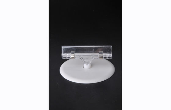 透明な PS のプラスチック値段のホールダー クリップ、円形の基盤 15*9cm が付いている POP クリップ