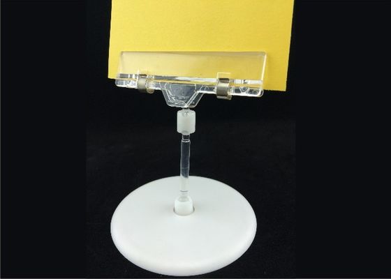 透明な PS のプラスチック値段のホールダー クリップ、円形の基盤 15*9cm が付いている POP クリップ