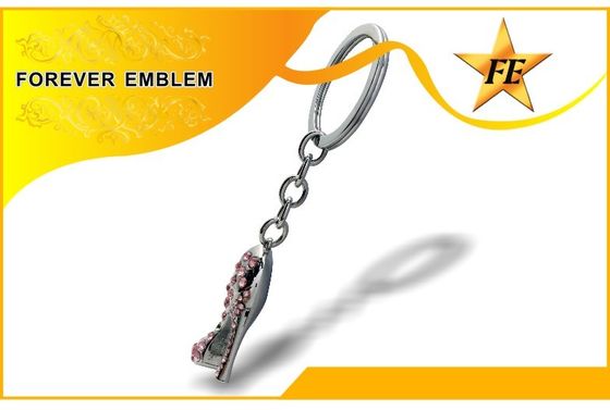 ハイヒールの靴の金属のラインストーンが付いている昇進の Keychains の銀