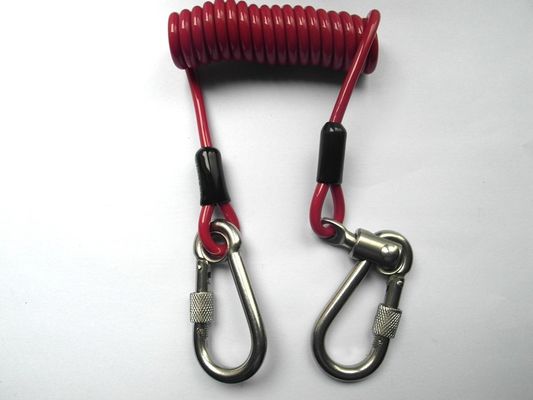旋回装置のステンレス製の錠のホックが付いている赤い用具の締縄ケーブル5.0 mmの